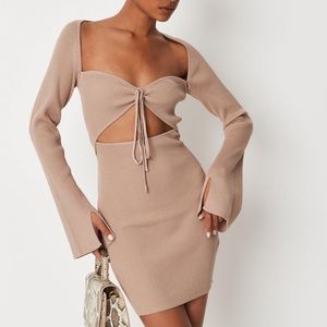 MISSGUIDED tall sand bra cutout knit mini dress✨ sold out online
